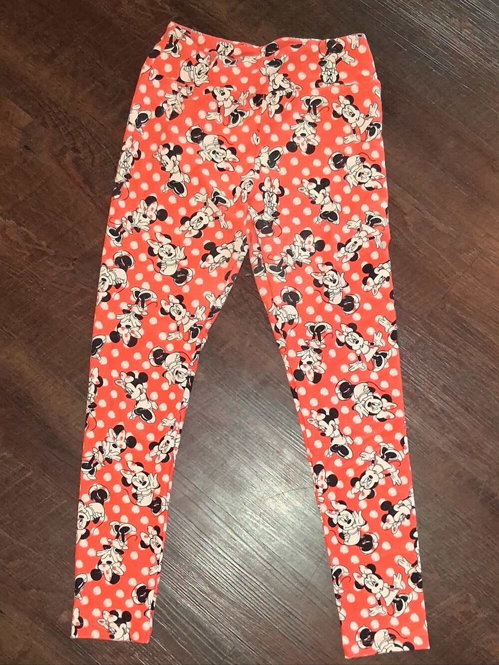 Girls Orange Minnie Mouse Print Leggings